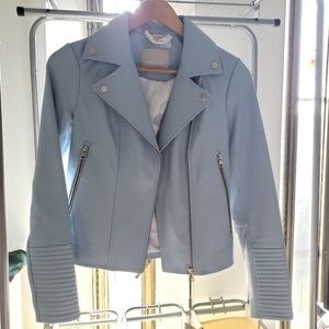 Soia & Kyo Baby Blue Lambskin Leather Jacket